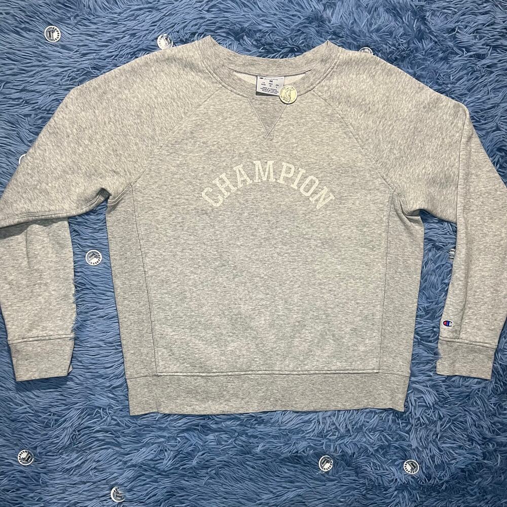 Champion Crewneck Pullover Sweater Size Medium Women’s Gray Logo Casual